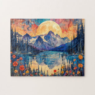 Puzzle Ilustración abstracta en acuarela de luna llena so