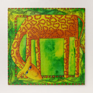 Puzzle Ilustracion acuarela de jirafa con motivos