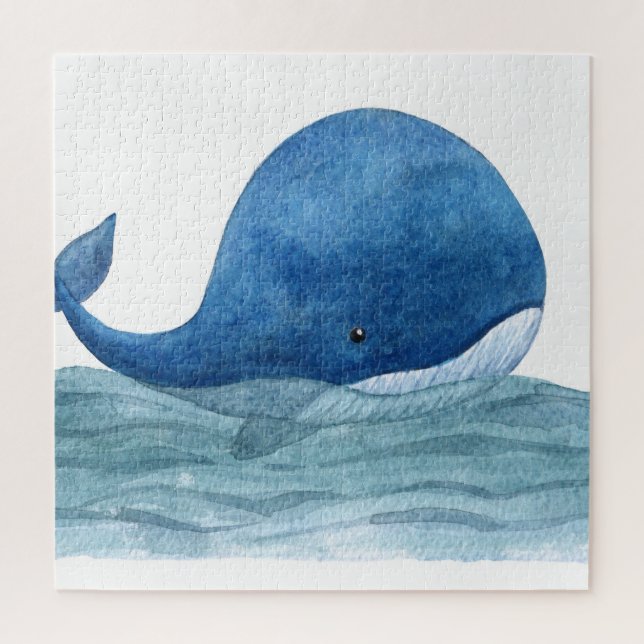 Puzzle Ilustracion acuático Cute Blue Whale (Vertical)