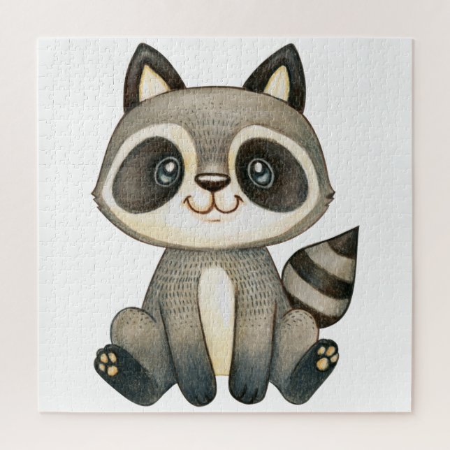 Puzzle Ilustración Adorable de Mapache Dibujada a Mano (Vertical)