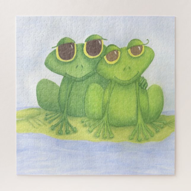 Puzzle Ilustracion Adorable Frog Lovers (Vertical)