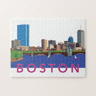 Puzzle Ilustracion aéreo de Back Bay Boston Skyline