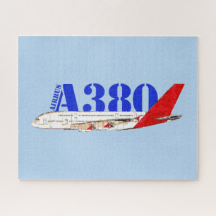 Puzzle Ilustracion Airbus A380 con diseño de cola roja au