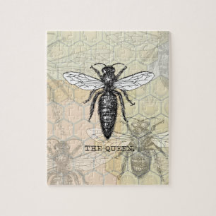 Puzzle Ilustración antigua de insecto bug abeja reina