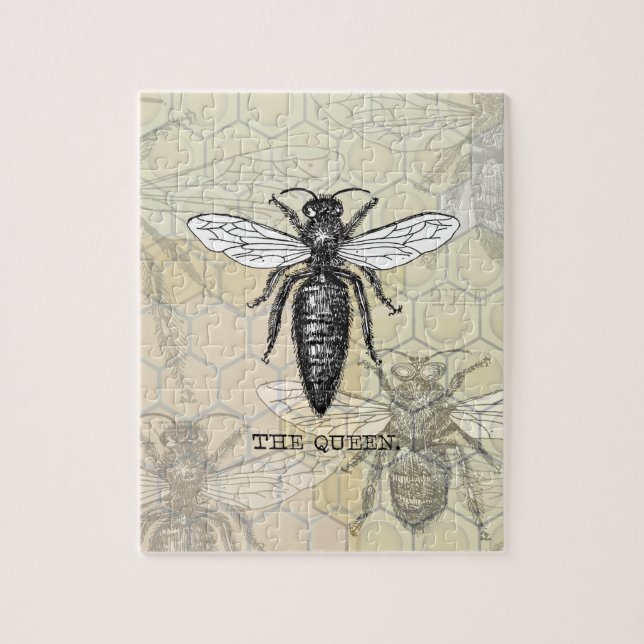Puzzle Ilustración antigua de insecto bug abeja reina (Vertical)