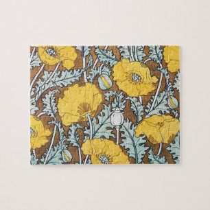Puzzle Ilustración Art Nouveau Amapola Flor Amarilla