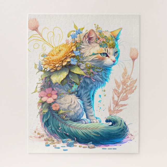 Puzzle Ilustracion artístico majestuoso de gatos Kitty (Vertical)