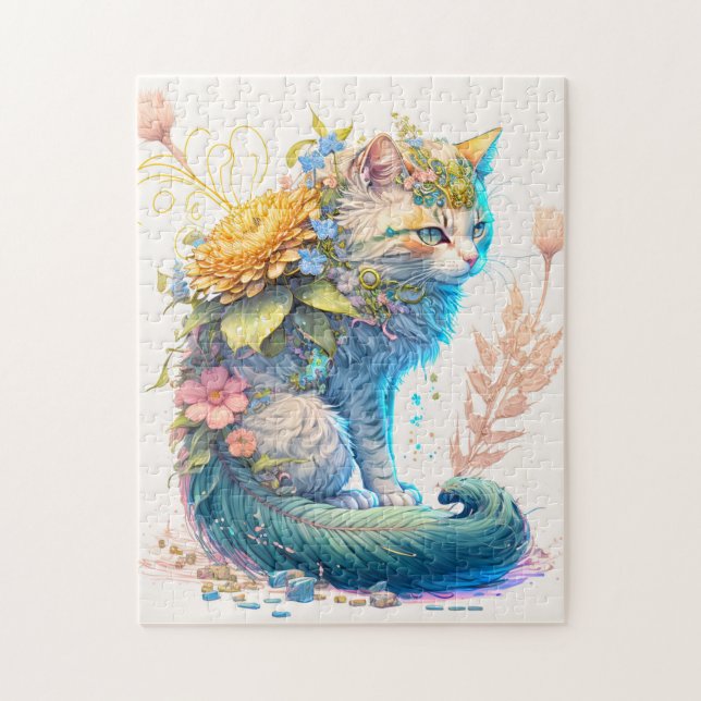 Puzzle Ilustracion artístico majestuoso de gatos Kitty (Vertical)