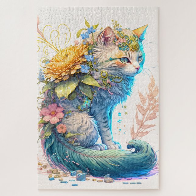 Puzzle Ilustracion artístico majestuoso de gatos Kitty (Vertical)