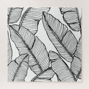 Puzzle Ilustracion blanco negro de hojas de plátano