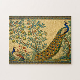 Puzzle Ilustración botánica de pavo real Art Nouveau