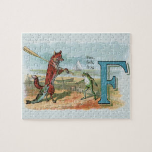Puzzle Ilustración caprichosa de playa con zorro y rana v