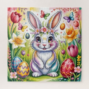 Puzzle Ilustración Colorida del Conejo de Pascua con Coro