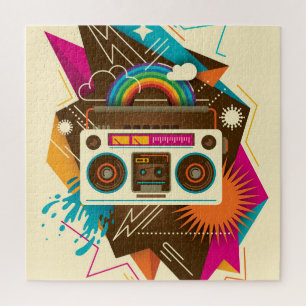 Puzzle Ilustracion colorido de radio vintage abstracto
