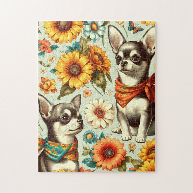 Puzzle Ilustracion Cute Retro Chihuahua (Vertical)
