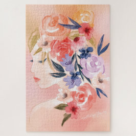 Puzzle Ilustracion de acuarela botánica de mujer floral
