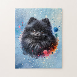 Puzzle Ilustracion de acuarela de pomerania negra