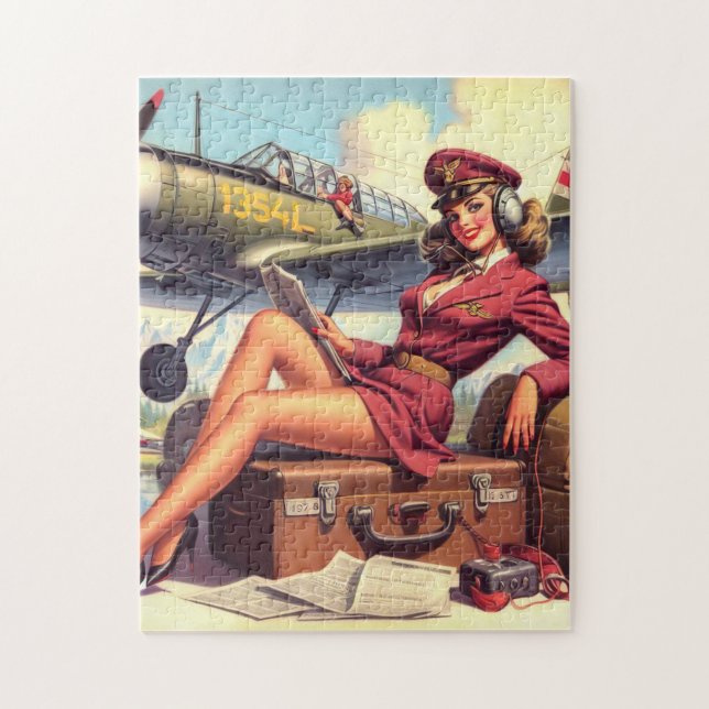 Puzzle Ilustracion de anclaje de avión antiguo (Vertical)