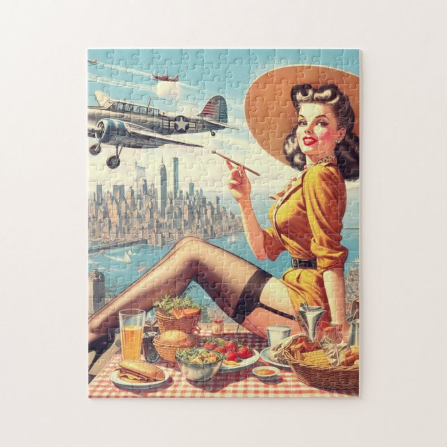 Puzzle Ilustracion de anclaje de avión retro (Vertical)