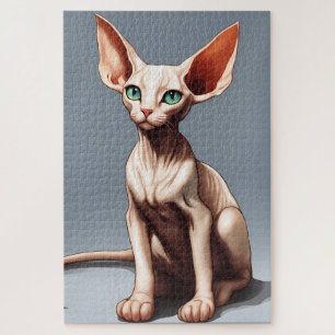 Puzzle Ilustración de arte de gato Sphynx elfo de dibujos