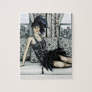 Puzzle Ilustración de arte de moda flapper de los felices
