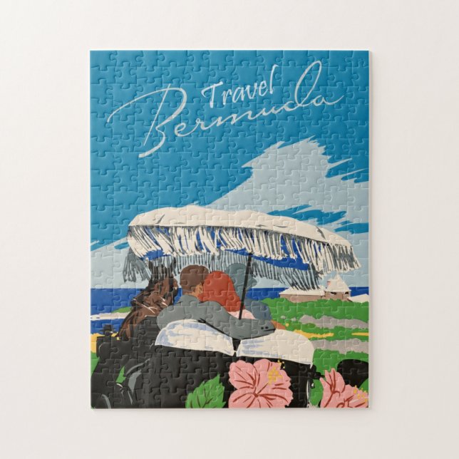 Puzzle Ilustración de arte de viajes en las Bermudas anti (Vertical)