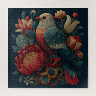 Puzzle Ilustración de Arte Popular de un Pájaro entre Flu