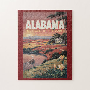 Puzzle Ilustración de barco en el río Alabama Arte de via