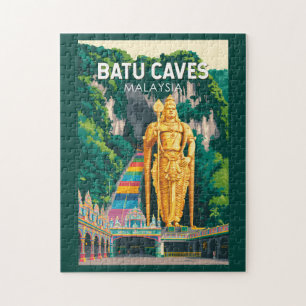 Puzzle Ilustración de Batu Caves Malasia Arte de Viaje Re