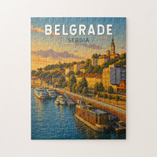 Puzzle Ilustración de Belgrado Serbia Arte de Viaje Vinta