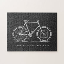 Ilustracion de bicicleta de época en negro persona