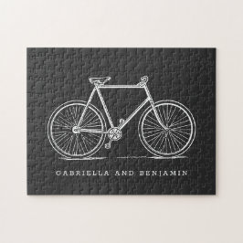 Puzzle Ilustracion de bicicleta de época en negro persona