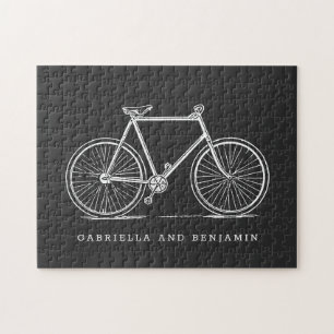 Puzzle Ilustración de bicicleta vintage en negro personal