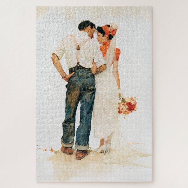 Puzzle Ilustración de boda de romance rústico (Vertical)