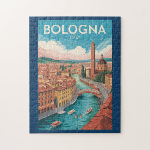 Puzzle Ilustración de Bolonia Italia Arte de Viaje Vintag