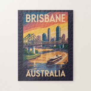 Puzzle Ilustración de Brisbane Australia Arte de viaje vi