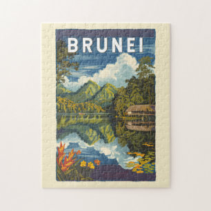 Puzzle Ilustracion de Brunéi Painterly Viaje de arte cose