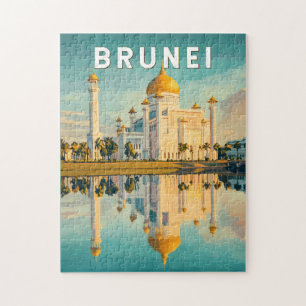 Puzzle Ilustracion de Brunéi Vintage de viajes