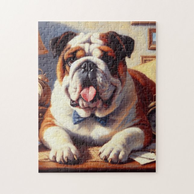 Puzzle Ilustracion de Bulldog inglés vintage (Vertical)