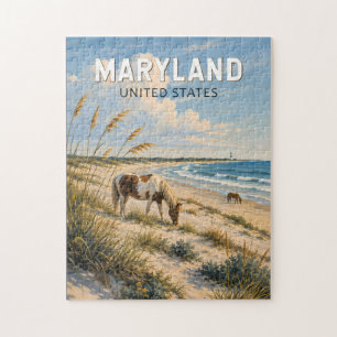 Puzzle Ilustración de Caballo de Maryland Arte de Viaje V