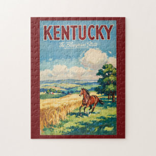 Puzzle Ilustración de caballos de Kentucky Arte de viaje 