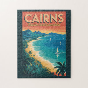 Puzzle Ilustración de Cairns Australia Arte de Viaje Vint