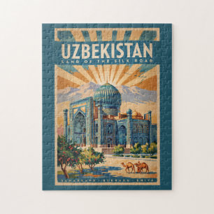 Puzzle Ilustración de camello de Uzbekistán Arte de viaje