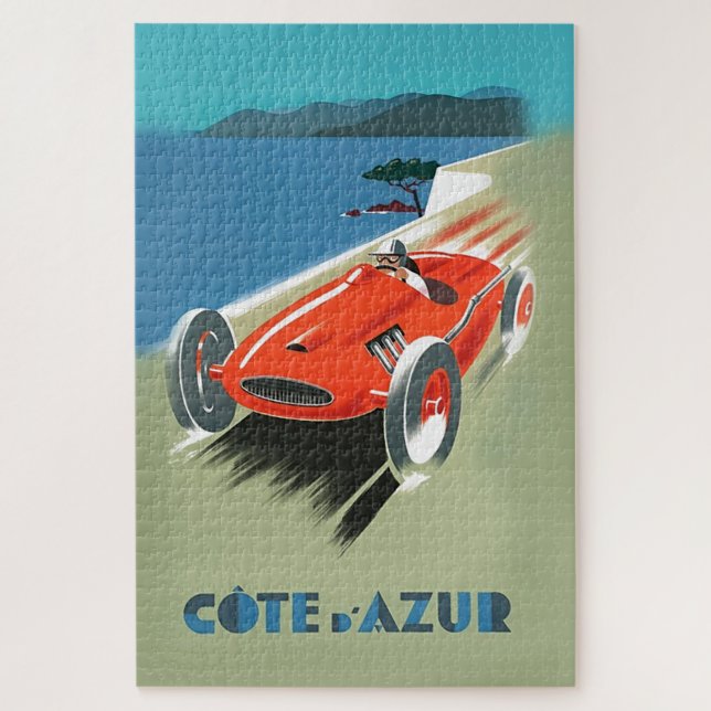 Puzzle Ilustracion de Carreras de automóviles Vintage Cot (Vertical)