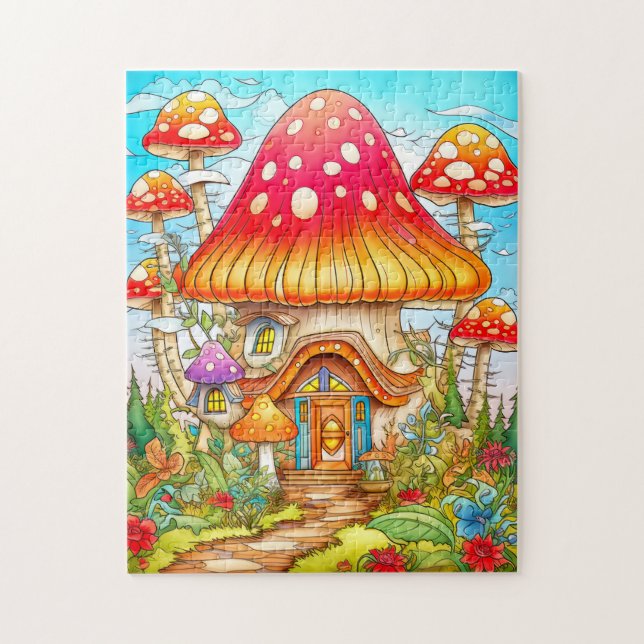 Puzzle Ilustración de Casa de Hongo Mágico (Vertical)