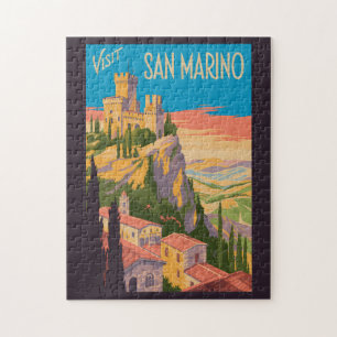Puzzle Ilustración de Castillo de San Marino Arte de Viaj