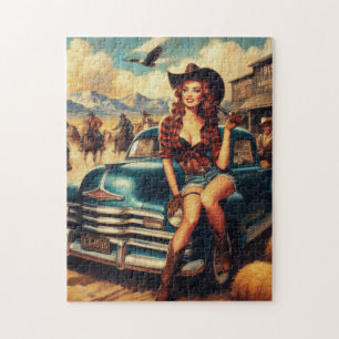 Puzzle Ilustracion de Chica de campo vintage