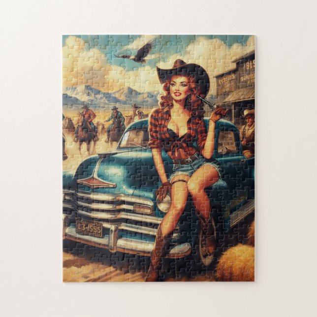 Puzzle Ilustracion de Chica de campo vintage (Vertical)