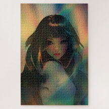 Ilustracion de Chica de estilo anime en arcoiris