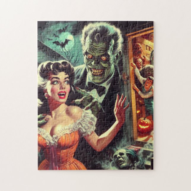 Puzzle Ilustracion de Chica de horror de pulpa de época (Vertical)